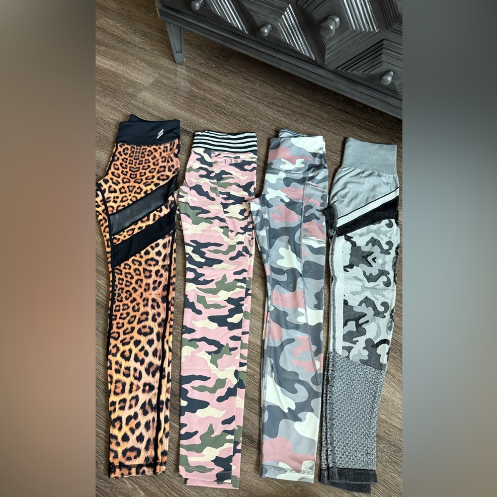 Reebok Orange and Pink Leggings Athletic Bottoms